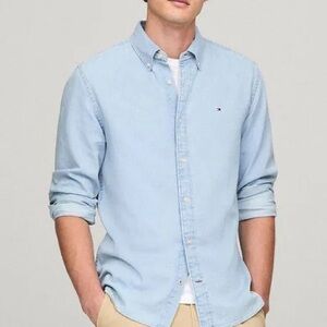 Tommy Hilfiger Men's Sky Blue Casual Button Down Shirt XXL Regular Fit